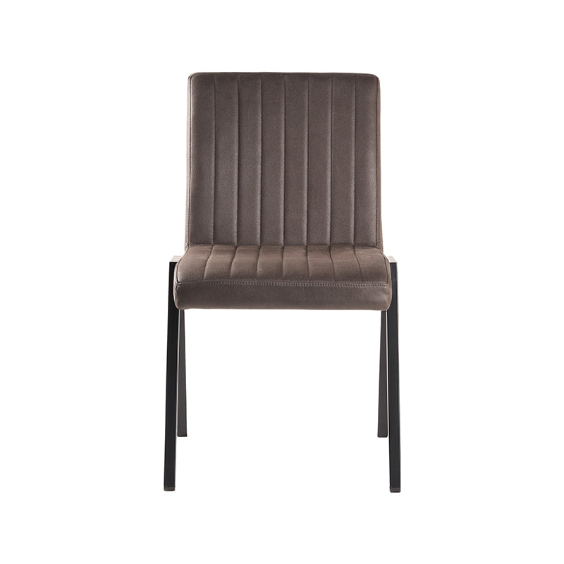 Eetkamerstoel Matz - Antraciet - Microvezel - Zwart Metalen Frame
