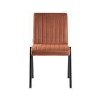 Eetkamerstoel Matz - Cognac - Microvezel - Zwart Metalen Frame