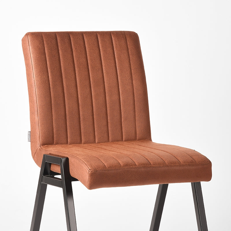 Eetkamerstoel Matz - Cognac - Microvezel - Zwart Metalen Frame