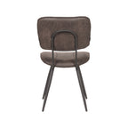Eetkamerstoel Fos - Antraciet - Leder - Zwart Metalen Frame