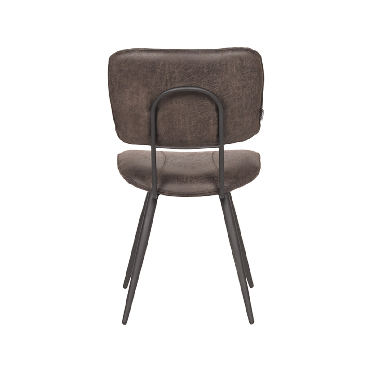 Eetkamerstoel Fos - Antraciet - Leder - Zwart Metalen Frame