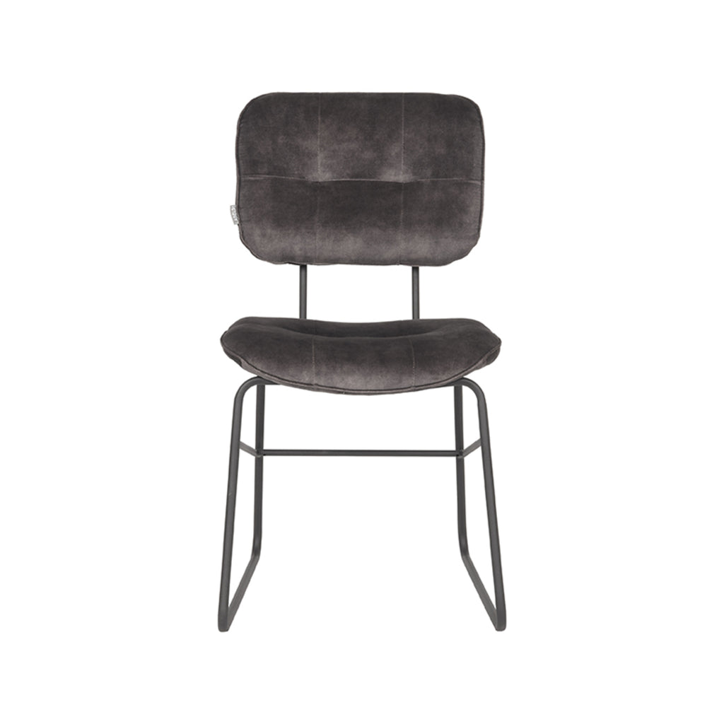 Eetkamerstoel Dez - Antraciet - Velours - Zwart Metalen Frame