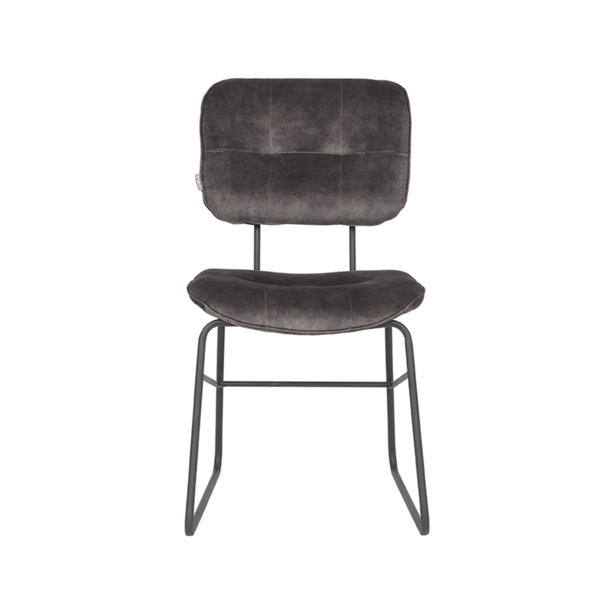 Eetkamerstoel Dez - Antraciet - Velours - Zwart Metalen Frame