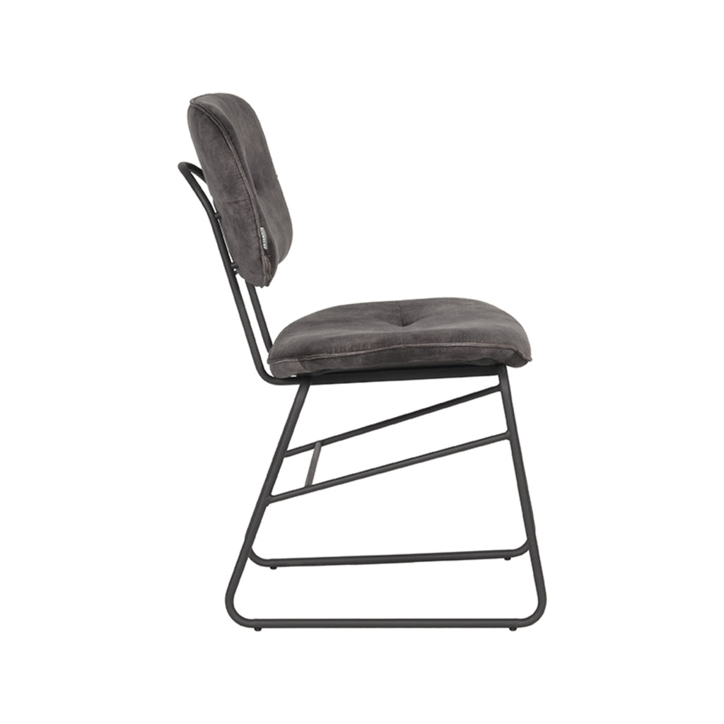 Eetkamerstoel Dez - Antraciet - Velours - Zwart Metalen Frame