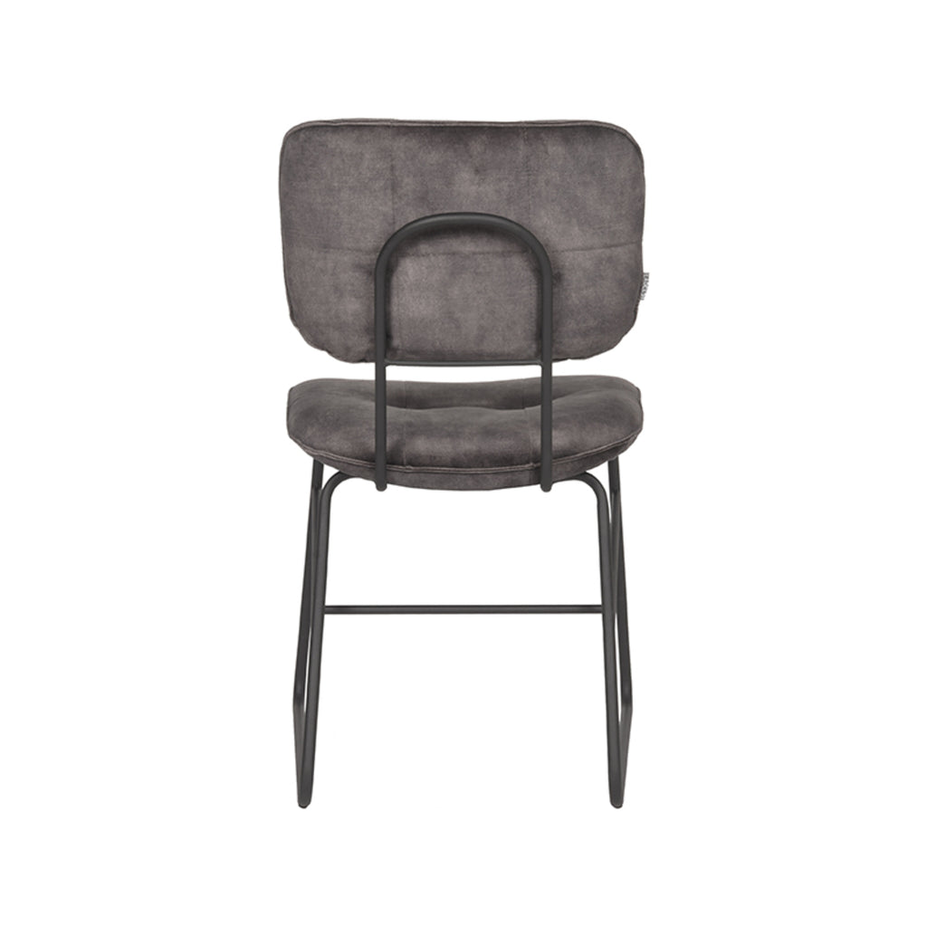 Eetkamerstoel Dez - Antraciet - Velours - Zwart Metalen Frame