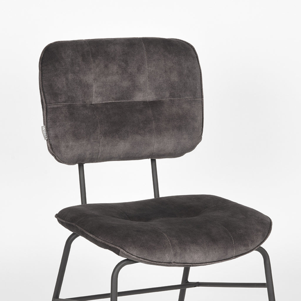 Eetkamerstoel Dez - Antraciet - Velours - Zwart Metalen Frame