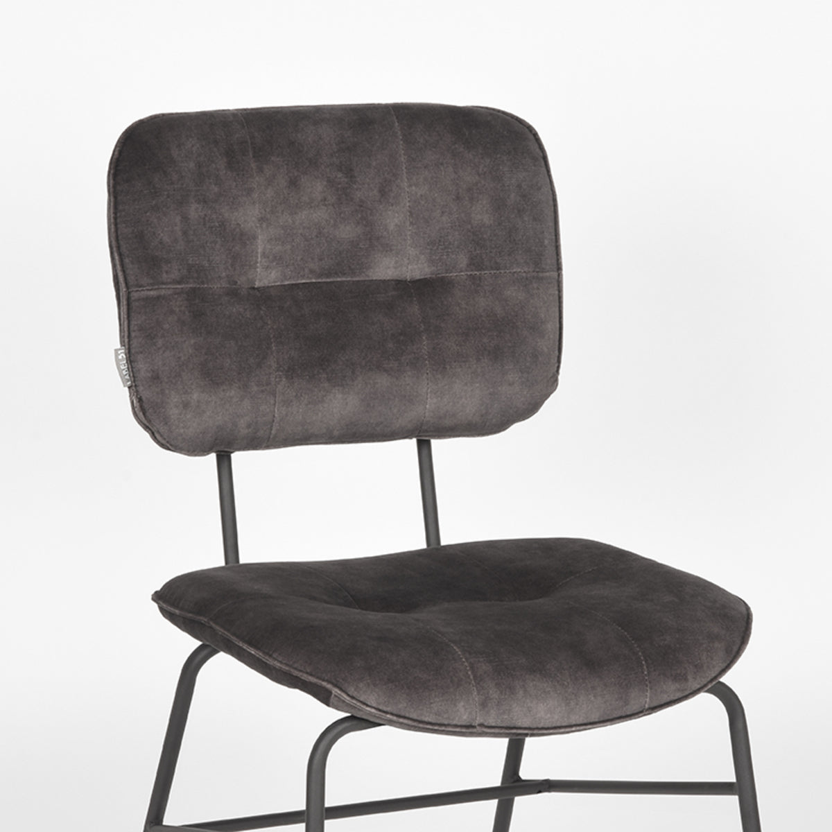 Eetkamerstoel Dez - Antraciet - Velours - Zwart Metalen Frame