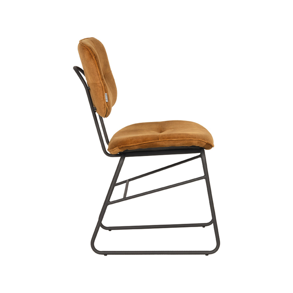 Eetkamerstoel Dez - Oker - Velours - Zwart Metalen Frame