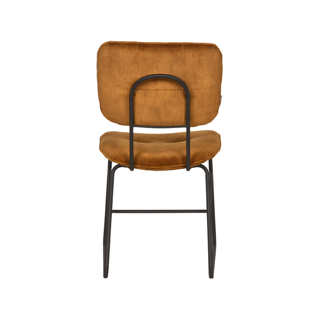Eetkamerstoel Dez - Oker - Velours - Zwart Metalen Frame