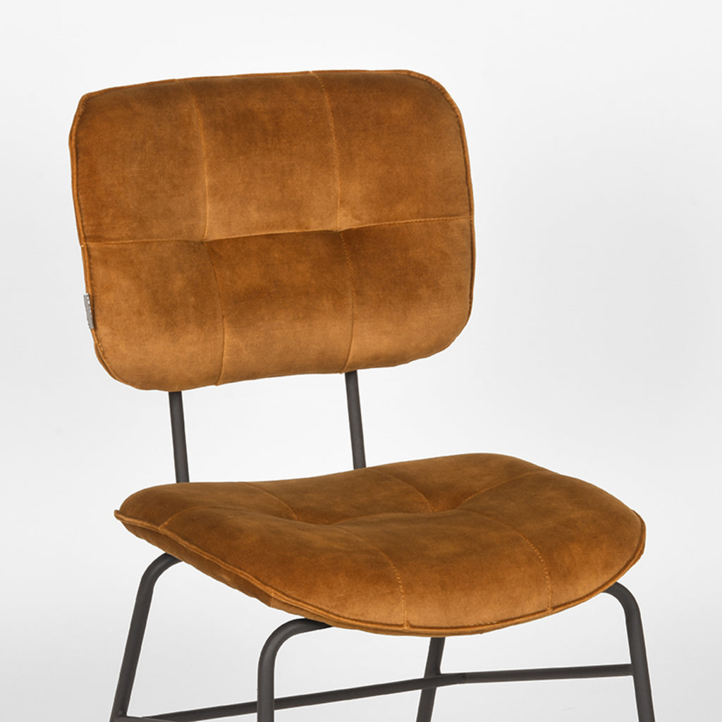 Eetkamerstoel Dez - Oker - Velours - Zwart Metalen Frame