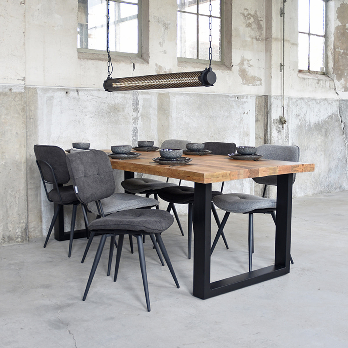 Eetkamerstoel Lux - Zinc - Weave - Zwart Metalen Frame