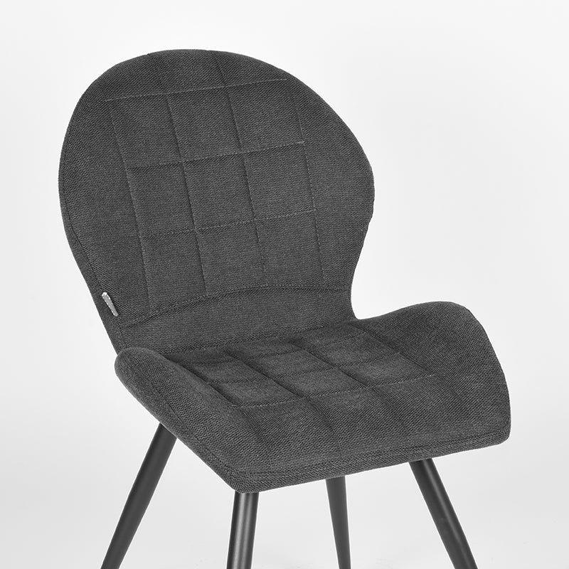 Eetkamerstoel Sil - Antraciet - Weave - Zwart Metalen Frame