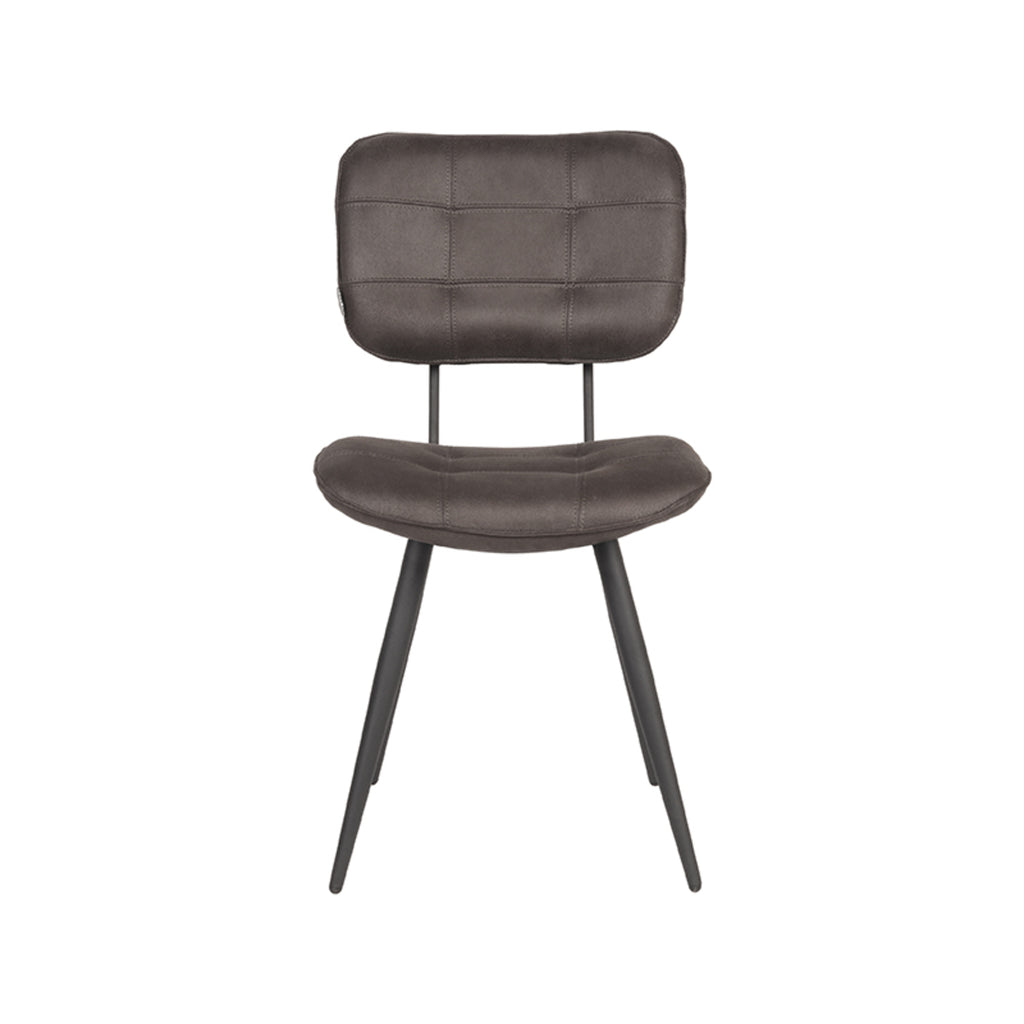 Eetkamerstoel Gus - Antraciet - Microvezel - Zwart Metalen Frame