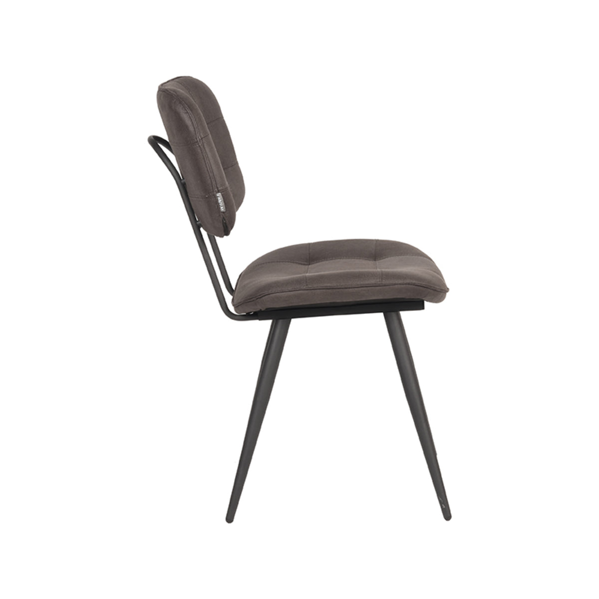 Eetkamerstoel Gus - Antraciet - Microvezel - Zwart Metalen Frame