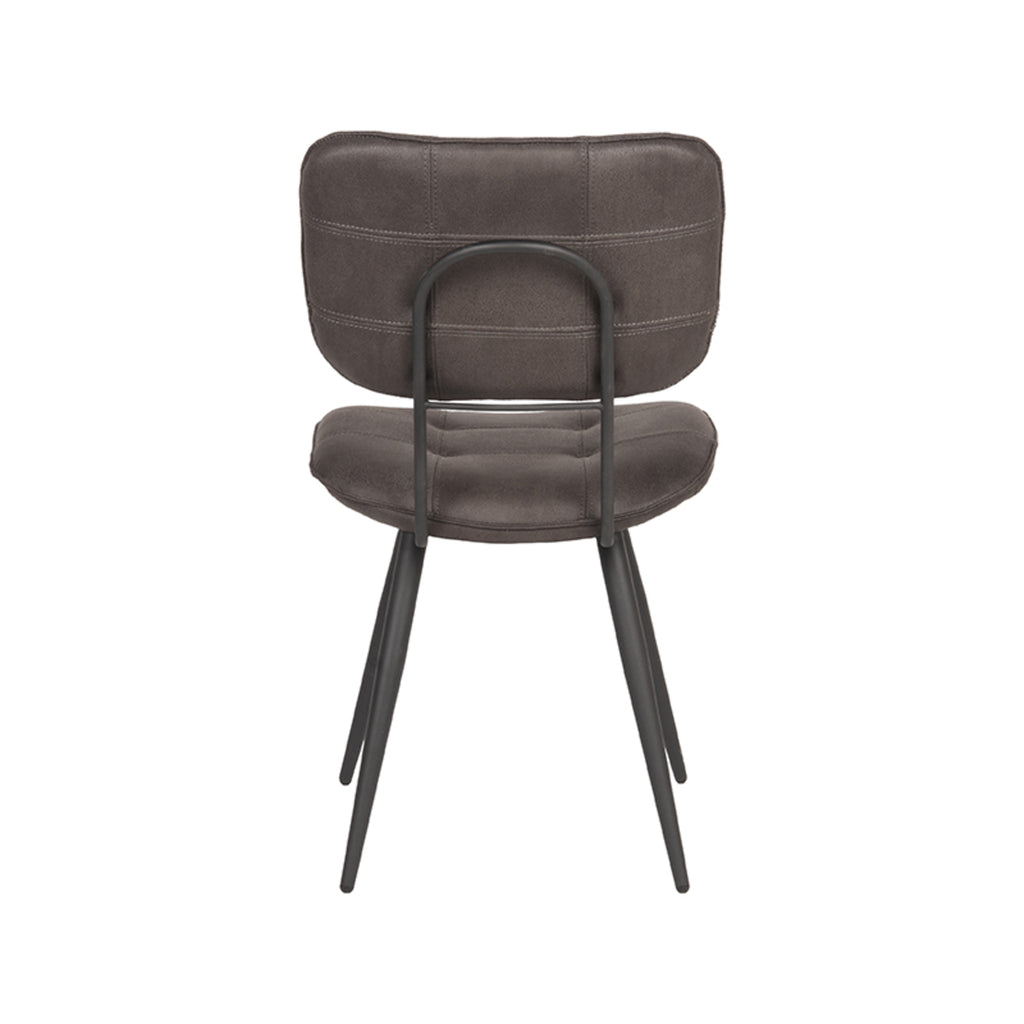Eetkamerstoel Gus - Antraciet - Microvezel - Zwart Metalen Frame