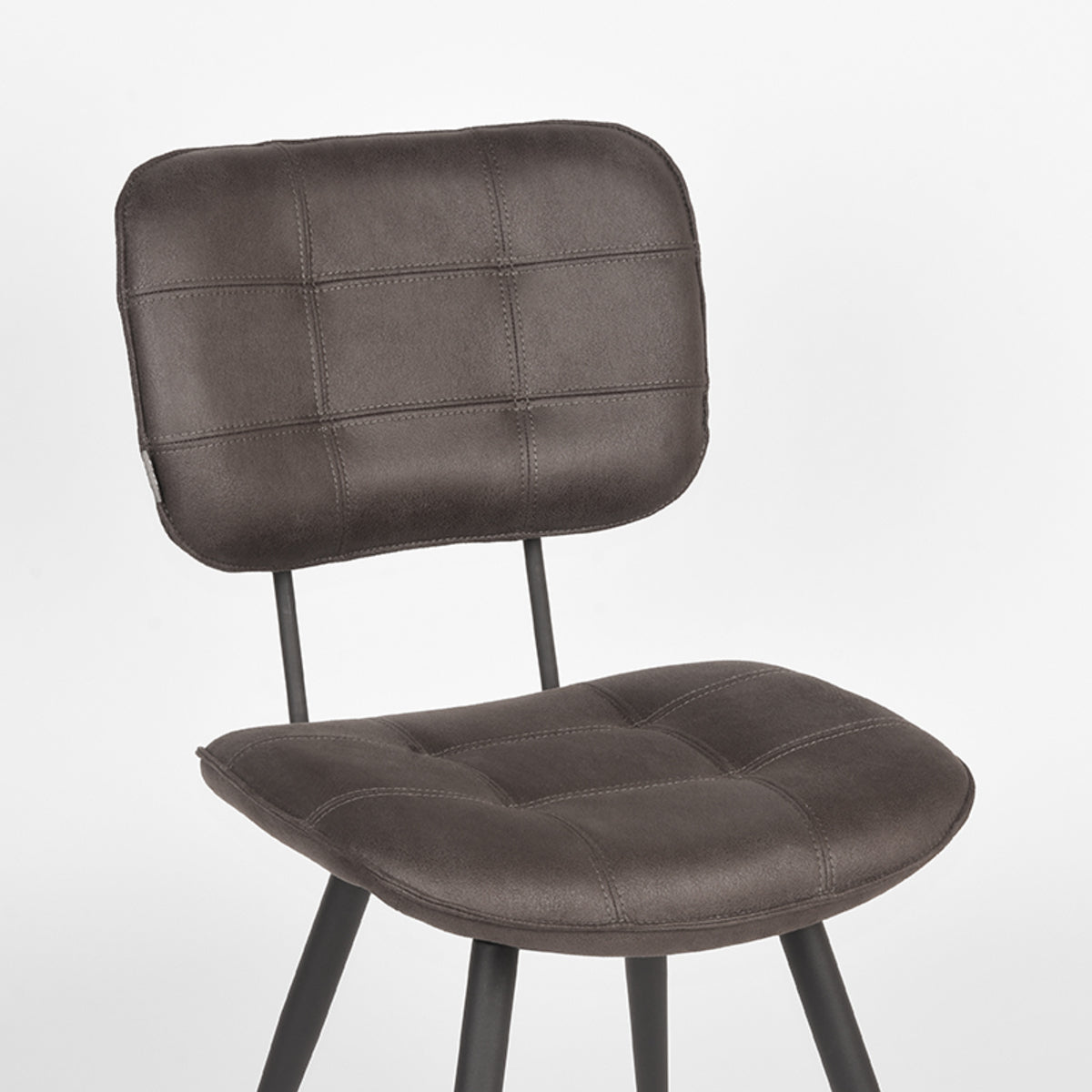 Eetkamerstoel Gus - Antraciet - Microvezel - Zwart Metalen Frame