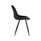Eetkamerstoel Capri - Zwart - Fluweel - Zwart Metalen Frame