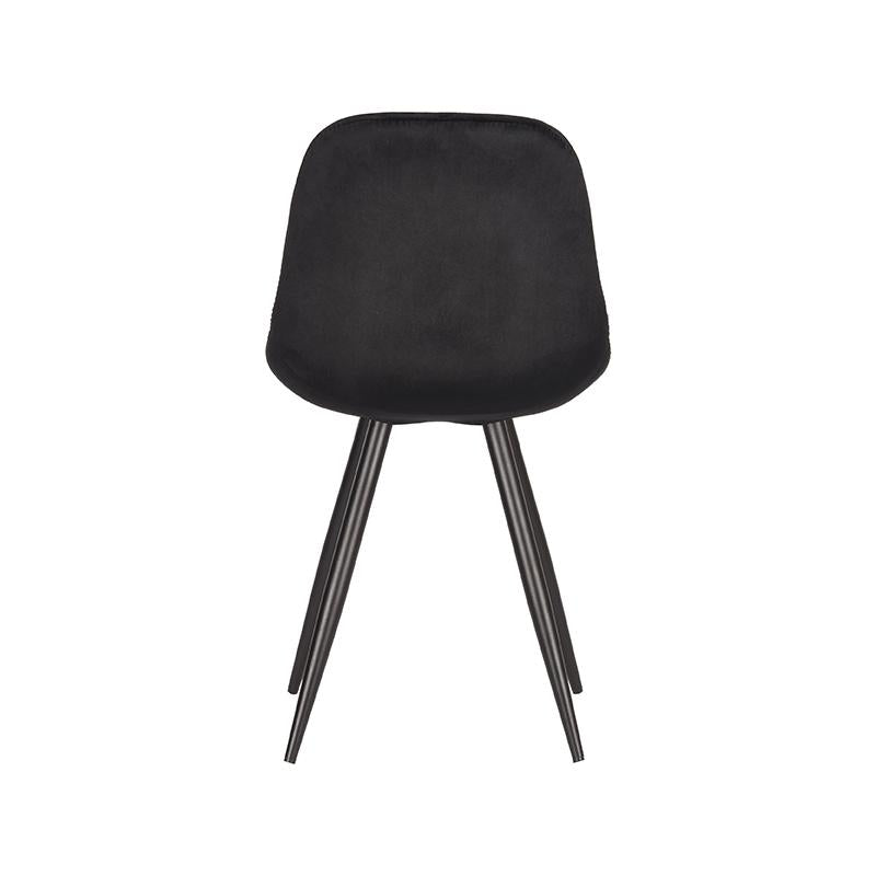 Eetkamerstoel Capri - Zwart - Fluweel - Zwart Metalen Frame
