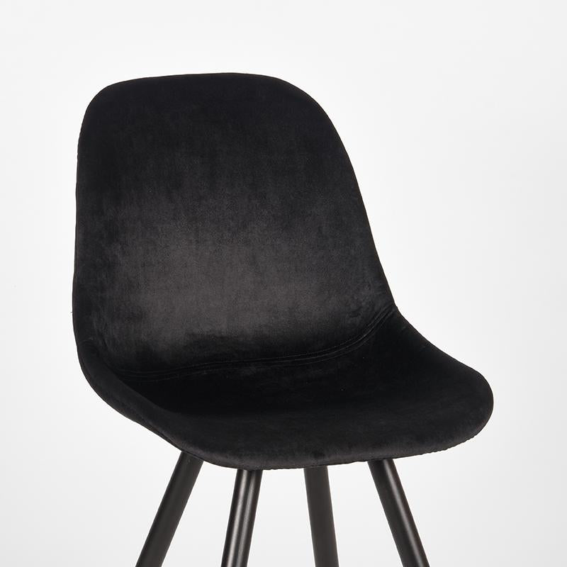 Eetkamerstoel Capri - Zwart - Fluweel - Zwart Metalen Frame