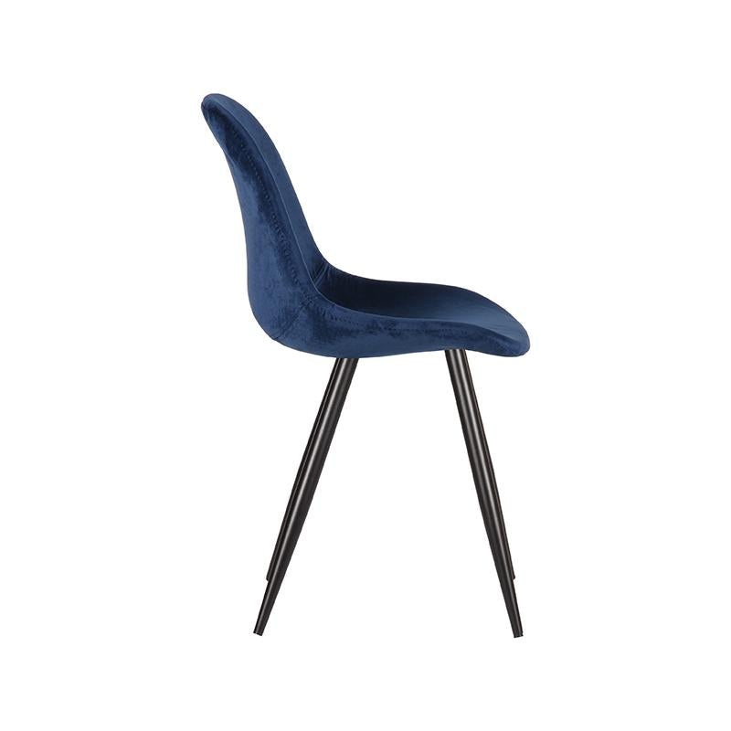 Eetkamerstoel Capri - Blauw - Fluweel - Zwart Metalen Frame