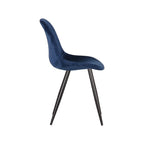 Eetkamerstoel Capri - Blauw - Fluweel - Zwart Metalen Frame