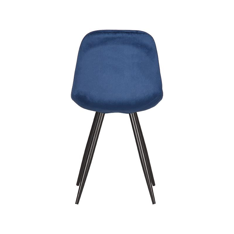 Eetkamerstoel Capri - Blauw - Fluweel - Zwart Metalen Frame