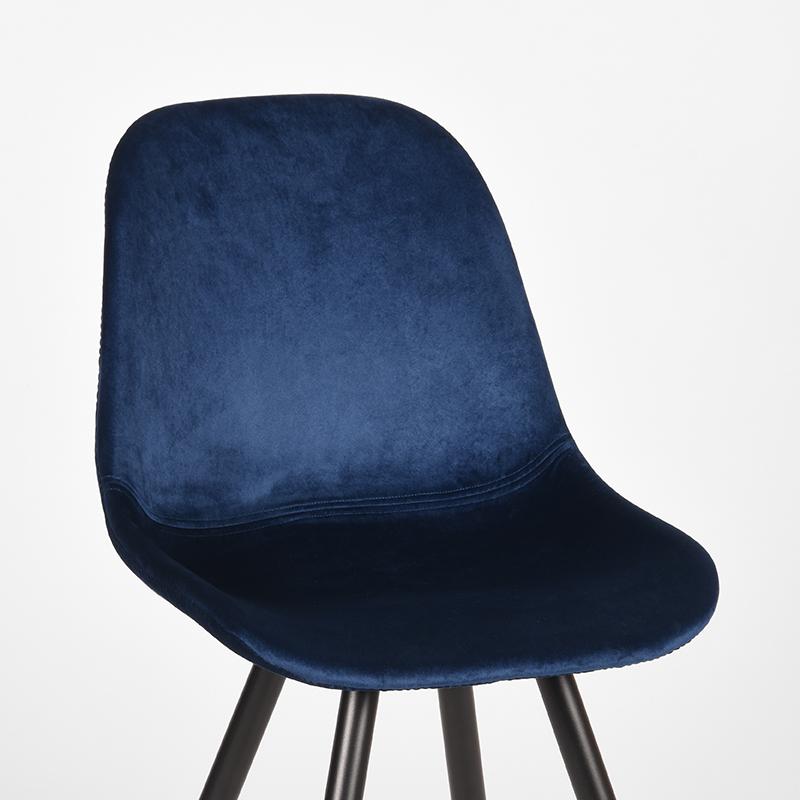 Eetkamerstoel Capri - Blauw - Fluweel - Zwart Metalen Frame
