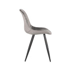 Eetkamerstoel Capri - Grijs - Fluweel - Zwart Metalen Frame