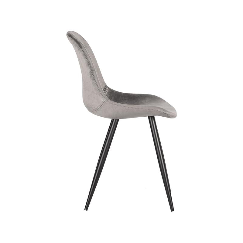 Eetkamerstoel Capri - Grijs - Fluweel - Zwart Metalen Frame