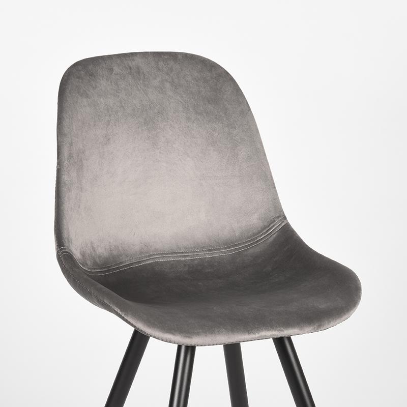 Eetkamerstoel Capri - Grijs - Fluweel - Zwart Metalen Frame