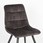 Eetkamerstoel Jelt - Antraciet - Velours - Zwart Metalen Frame