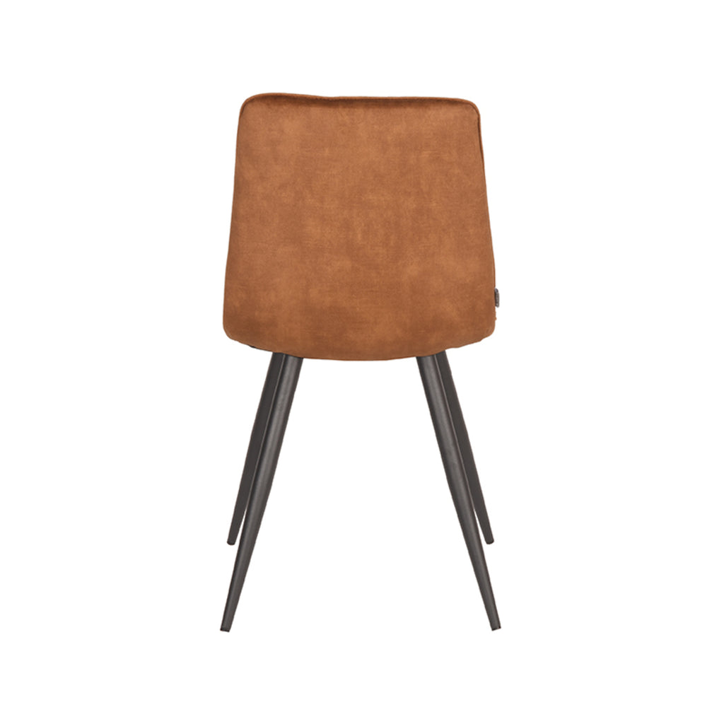 Eetkamerstoel Jelt - Oker - Velvet - Zwart Metalen Frame