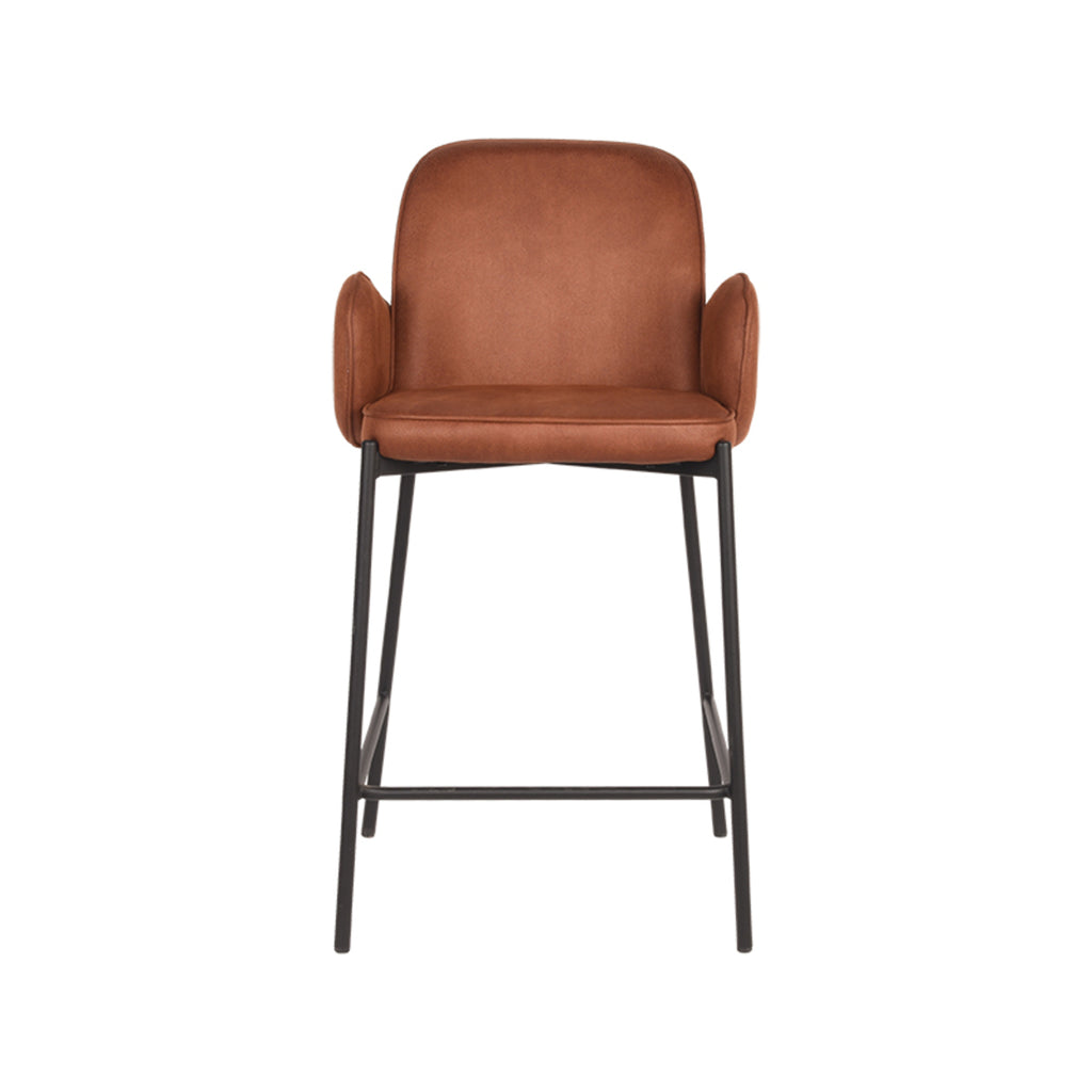 Barkruk Jari - Cognac - Microvezel - Laag