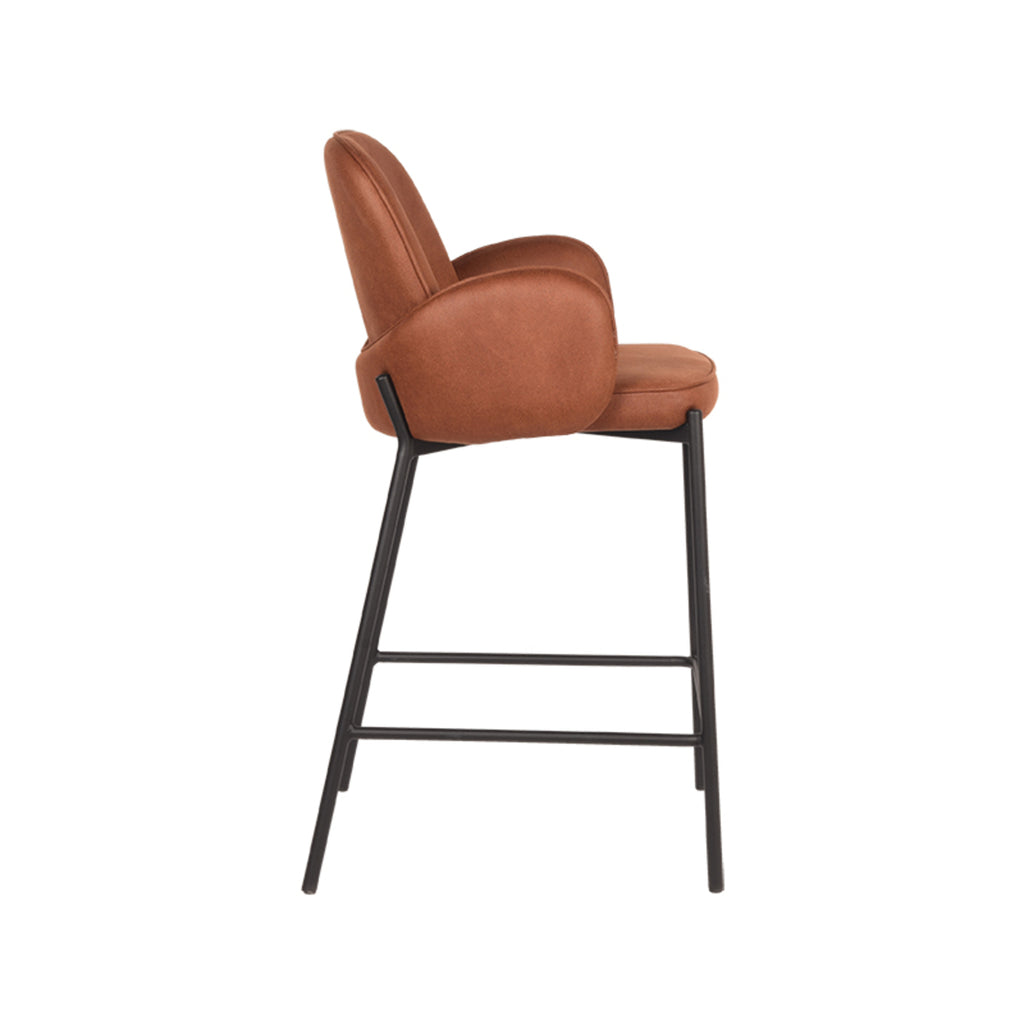 Barkruk Jari - Cognac - Microvezel - Laag