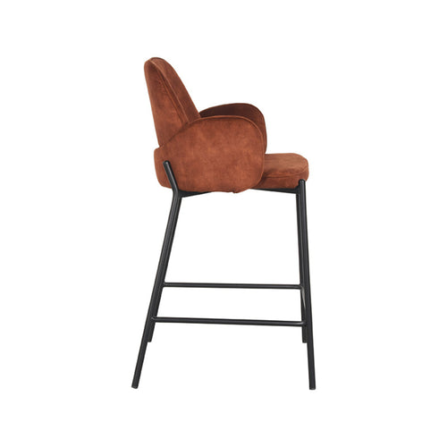 Barkruk Jari - Rust - Velours - Laag