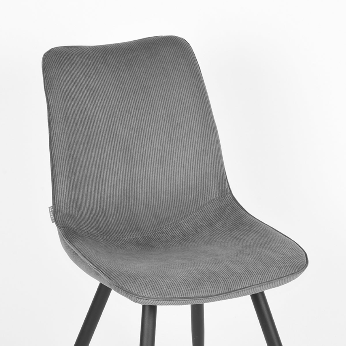 Eetkamerstoel Jort - Donkergrijs - Ribcord - Zwart Metalen Frame