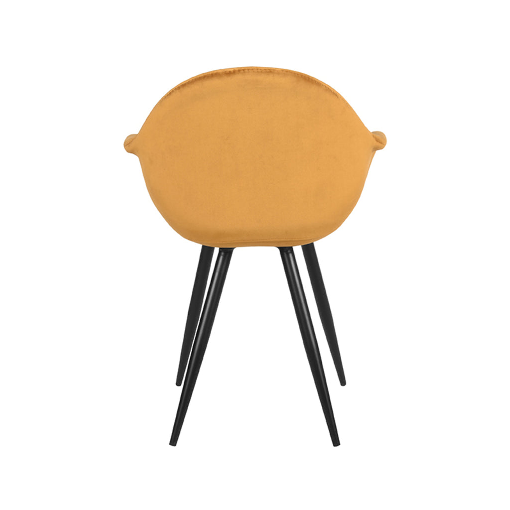Eetkamerstoel Forli - Oker - Fluweel - Zwart Metalen Frame