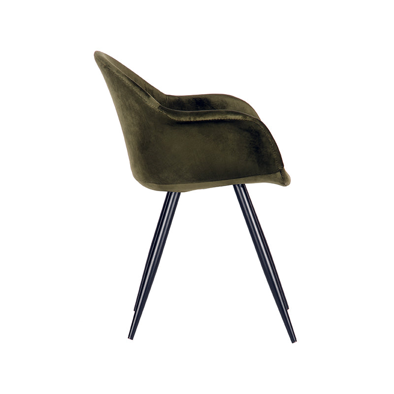 Eetkamerstoel Forli - Army - Velvet - Zwart Metalen Frame