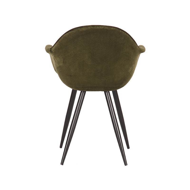Eetkamerstoel Forli - Army - Velvet - Zwart Metalen Frame