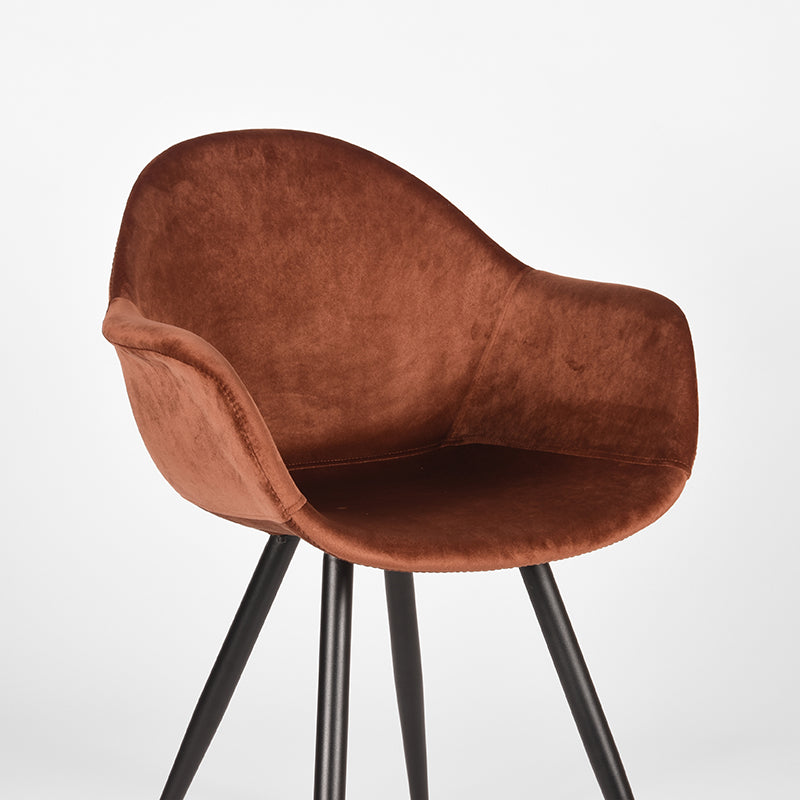 Eetkamerstoel Forli - Rust - Fluweel - Zwart Metalen Frame