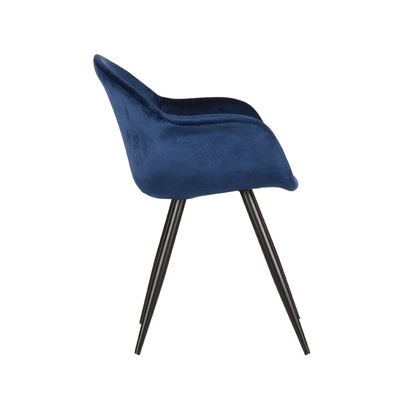 Eetkamerstoel Forli - Blauw - Fluweel - Zwart Metalen Frame