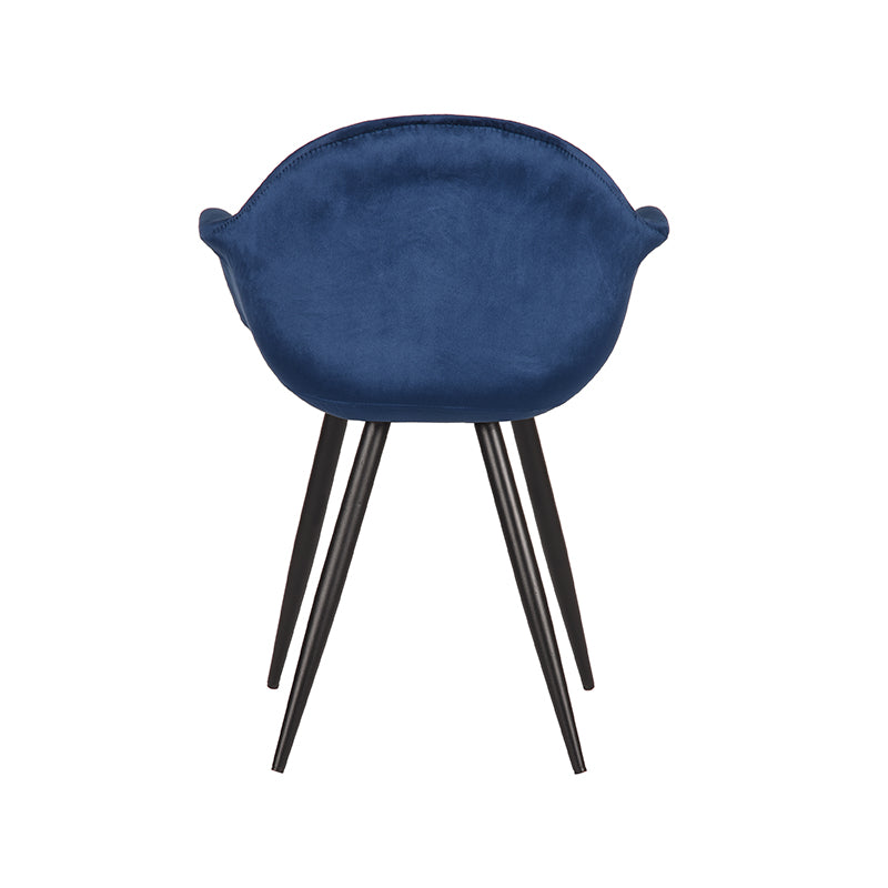 Eetkamerstoel Forli - Blauw - Fluweel - Zwart Metalen Frame