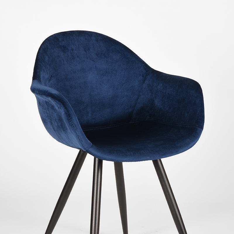 Eetkamerstoel Forli - Blauw - Fluweel - Zwart Metalen Frame