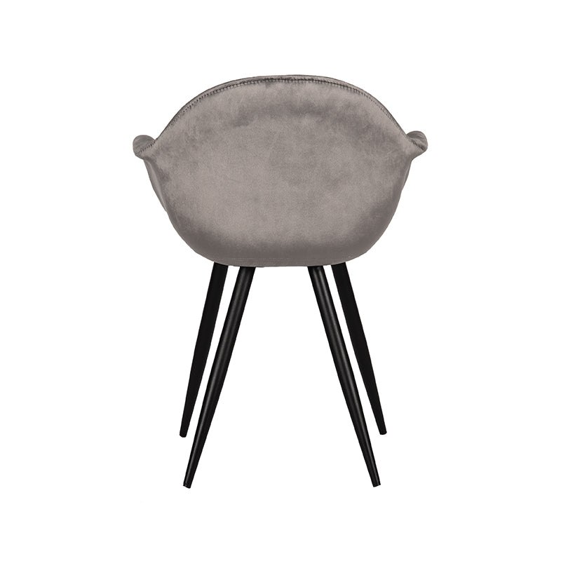 Eetkamerstoel Forli - Grijs - Fluweel - Zwart Metalen Frame