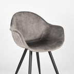Eetkamerstoel Forli - Grijs - Fluweel - Zwart Metalen Frame