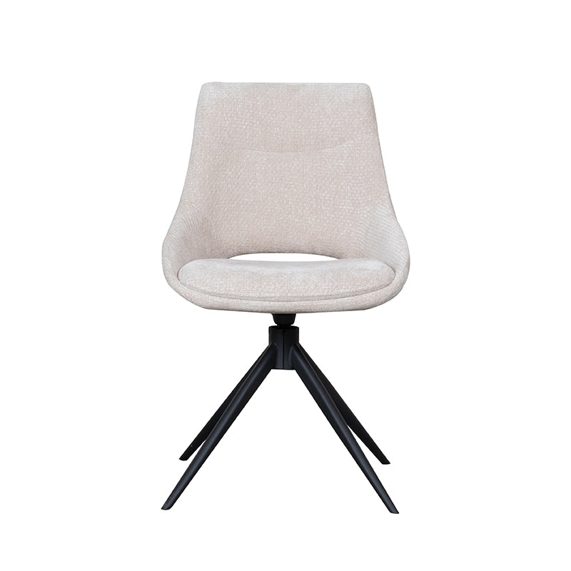 Eetkamerstoel Marlow - Naturel - Elite - Zwart Metalen Frame