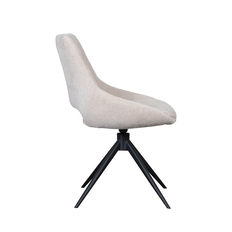 Eetkamerstoel Marlow - Naturel - Elite - Zwart Metalen Frame