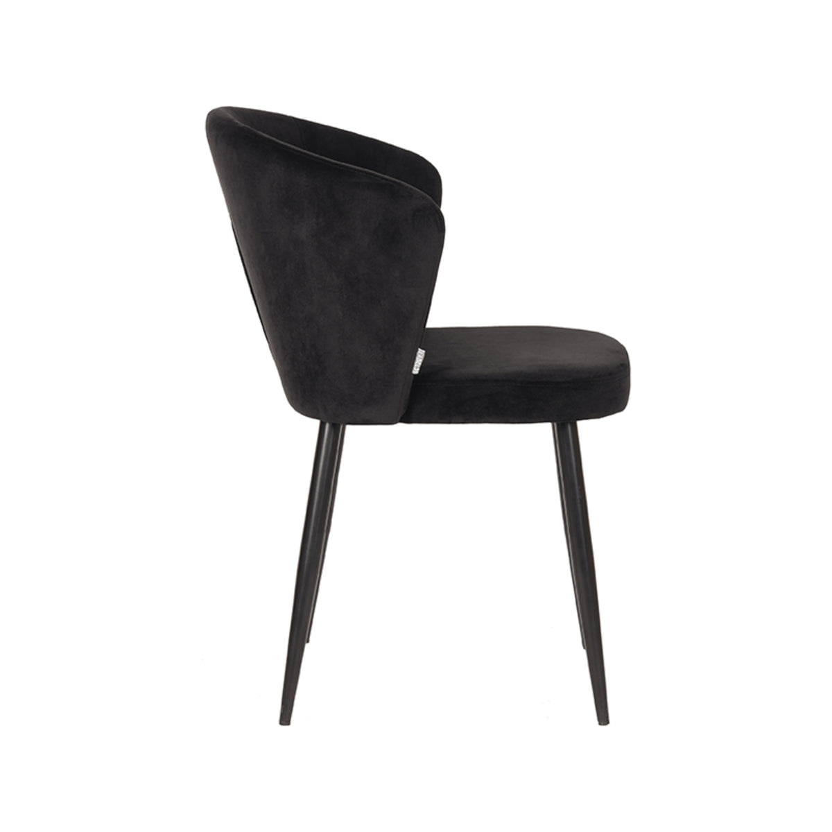 Eetkamerstoel Wave - Zwart - Fluweel - Zwart Metalen Frame