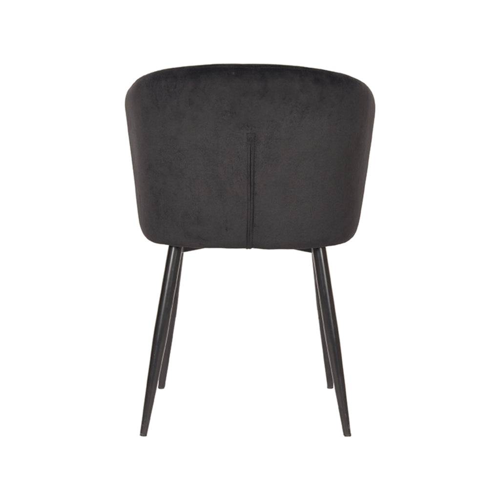 Eetkamerstoel Wave - Zwart - Fluweel - Zwart Metalen Frame