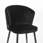 Eetkamerstoel Wave - Zwart - Fluweel - Zwart Metalen Frame